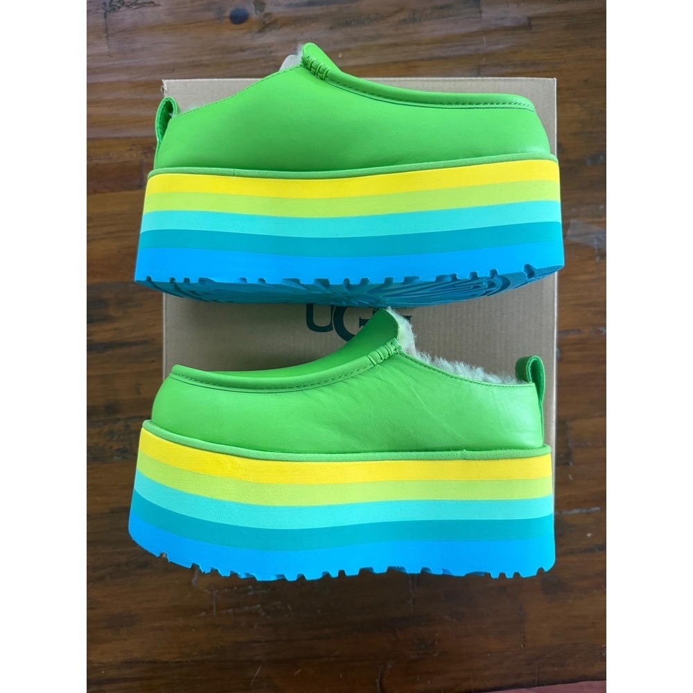 UGG Urseen Platform Clog Green Rainbow Sole Slip On Mule Men's 5/Women's 6 - Picture 4 of 11